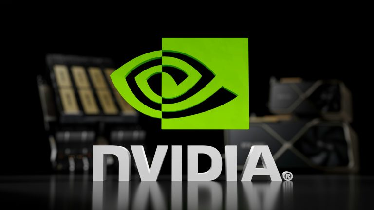 Logo NVIDIA affiché sur une table
