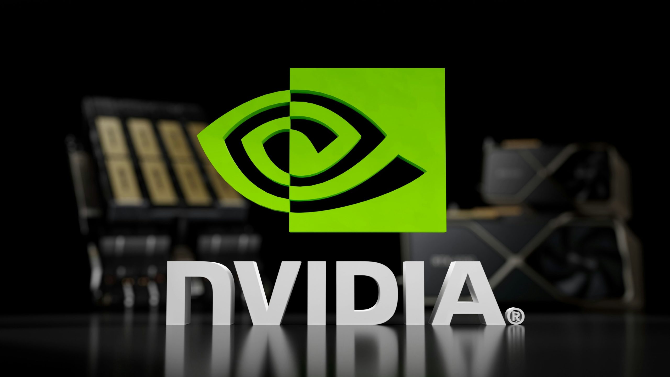 Logo NVIDIA affiché sur une table